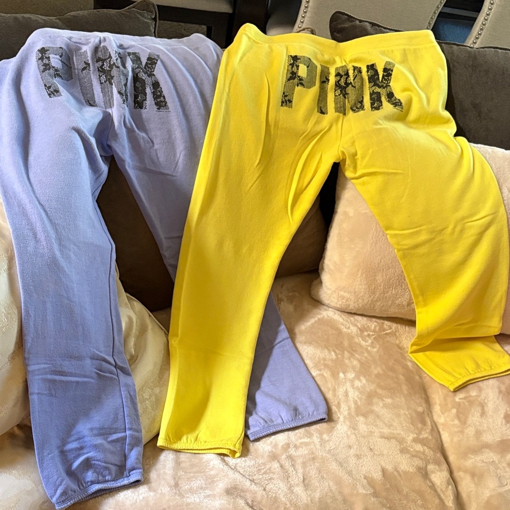 PINK Victoria's Secret Yellow & Lavender Girls' Lounge Leggings